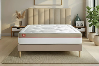 Ensemble Matelas Sommier 160x200 cm - Sommier Beige (déjà monté) - Le Cosy