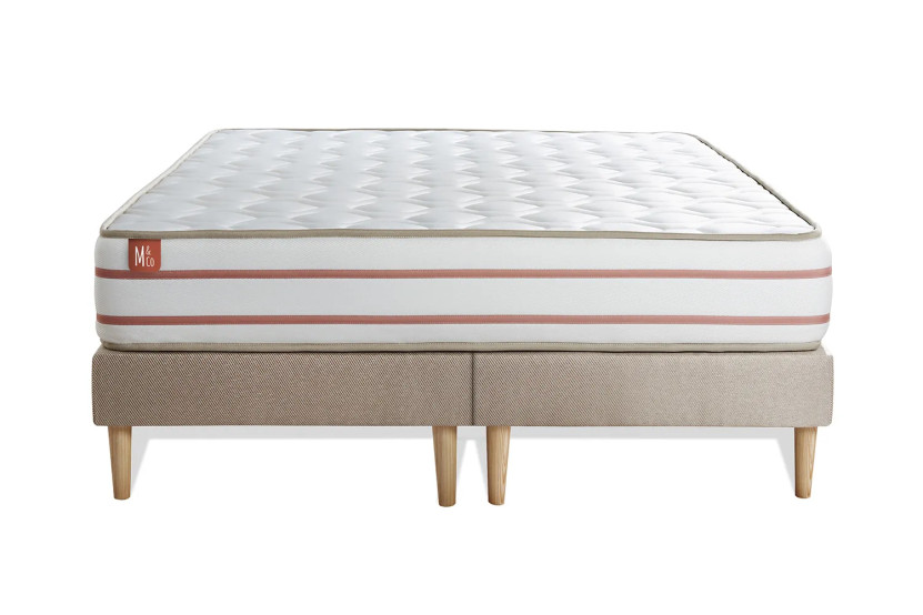 Pack lit complet 160x200 cm - Matelas + 2 Sommiers Beiges + 2 oreillers + Couette - Le Doux