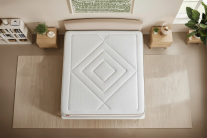 Ensemble Matelas Sommier 90x200 cm - Sommier Blanc (déjà monté) - Le Paisible