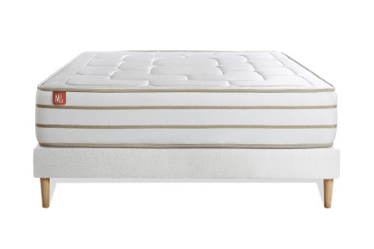 Ensemble Matelas Sommier 160x200 cm - Sommier Blanc (déjà monté) - Le Douillet