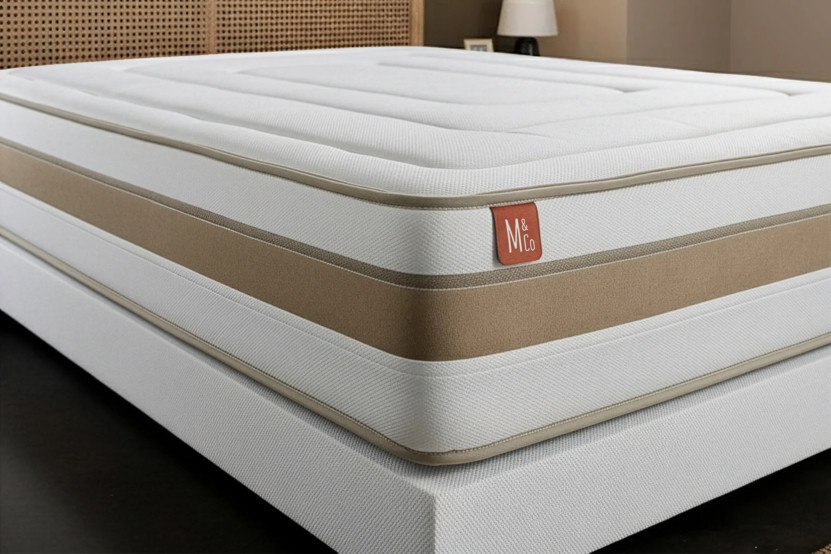 Pack lit complet 160x200 cm - Matelas + 2 Sommiers Blancs + 2 oreillers + Couette - Le Raffiné