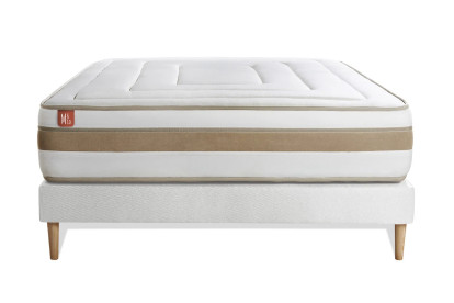 Ensemble Matelas Sommier 160x200 cm - Sommier Blanc (déjà monté) - Le Raffiné
