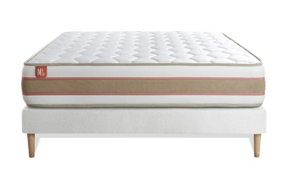 Ensemble Matelas Sommier 200x200 cm - Sommier Blanc (en kit) - Le Délicat