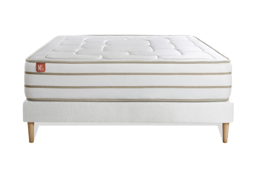 Ensemble Matelas Sommier 140x190 cm - Sommier Blanc (en kit) - Le Douillet