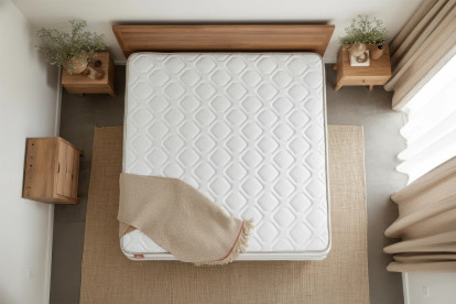 Ensemble Matelas Sommier 90x200 cm - Sommier Blanc (déjà monté) - Le Doux