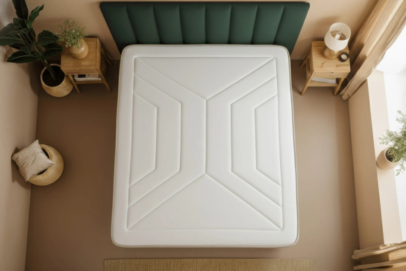 Pack lit complet 180x200 cm - Matelas + 2 Sommiers Beiges + 2 oreillers + Couette - Le Tendre