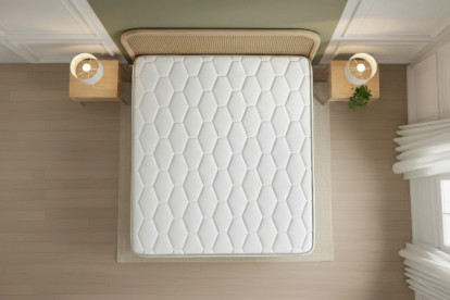 Ensemble Matelas Sommier 90x190 cm - Sommier Beige (déjà monté) - Le Délicat