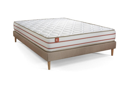 Ensemble Matelas Sommier 200x200 cm - Sommier Beige (en kit) - Le Doux