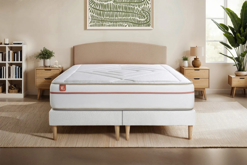 Ensemble Matelas Sommier 160x200 cm - 2 Sommiers Blanc - Le Paisible