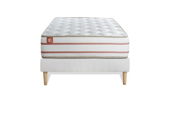 Ensemble Matelas Sommier 90x200 cm - Sommier Blanc (en kit) - Le Doux