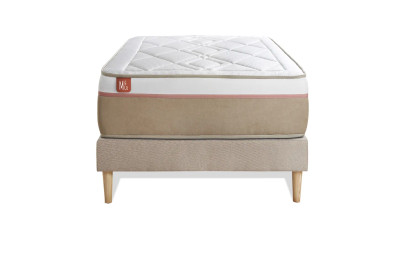 Ensemble Matelas Sommier 90x190 cm - Sommier Beige (déjà monté) - Le Soyeux