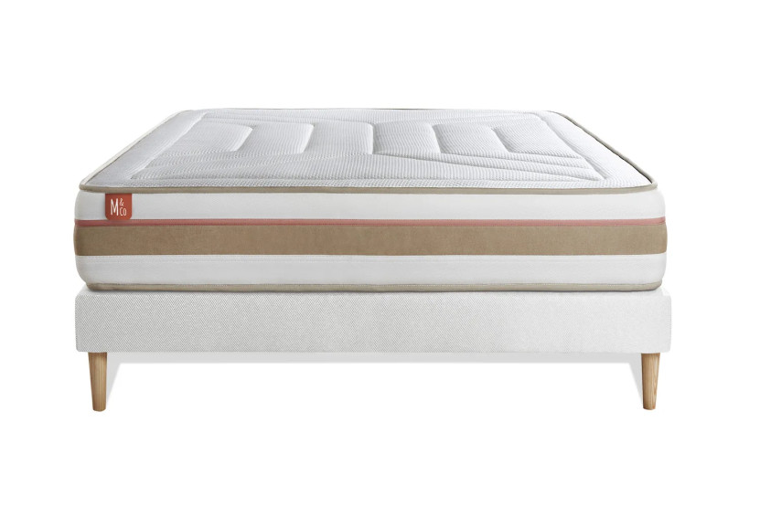 Ensemble Matelas Sommier 160x200 cm - Sommier Blanc (déjà monté) - Le Tendre