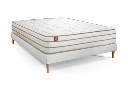 Ensemble Matelas Sommier 140x200 cm - Sommier Blanc (en kit) - Le Douillet