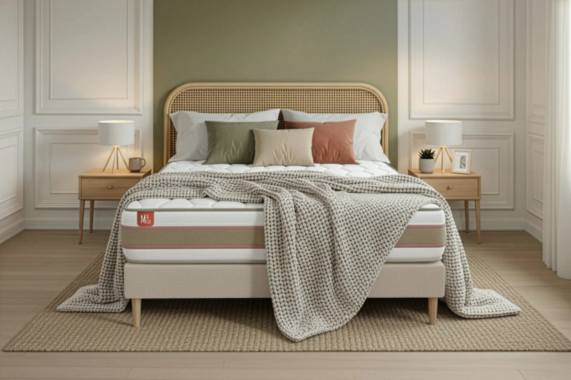 Ensemble Matelas Sommier 140x190 cm - Sommier Beige (en kit) - Le Délicat