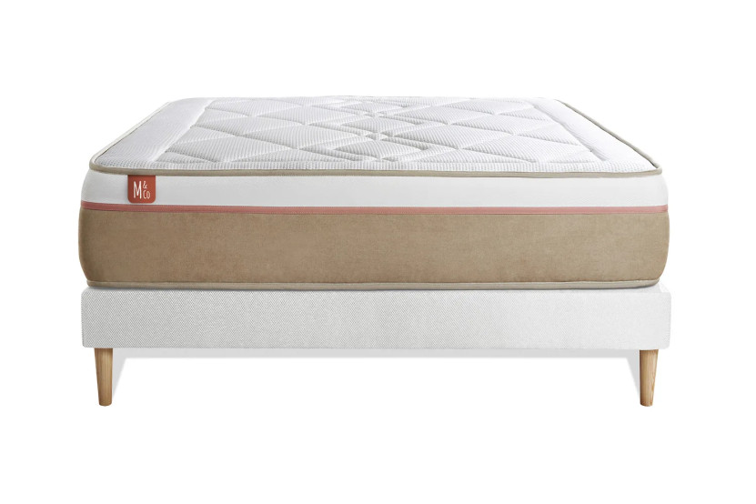 Ensemble Matelas Sommier 140x200 cm - Sommier Blanc (déjà monté) - Le Soyeux