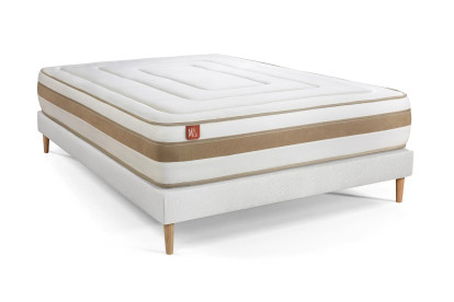 Ensemble Matelas Sommier 140x200 cm - Sommier Blanc (déjà monté) - Le Raffiné