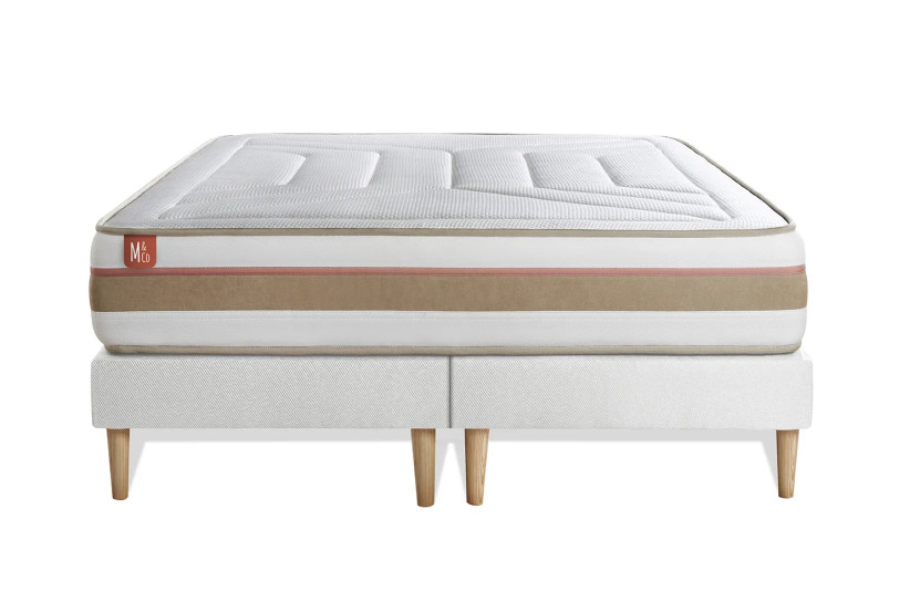 Ensemble Matelas Sommier 200x200 cm - 2 Sommiers Blanc - Le Tendre