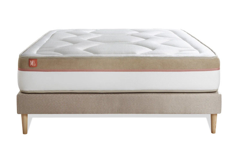 Ensemble Matelas Sommier 140x190 cm - Sommier Beige (en kit) - Le Cosy
