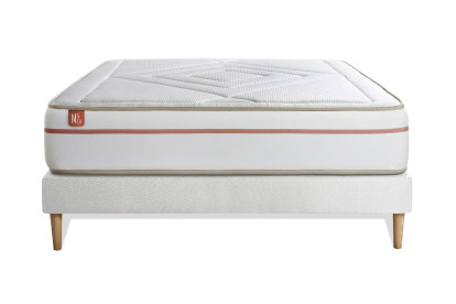 Ensemble Matelas Sommier 140x200 cm - Sommier Blanc (déjà monté) - Le Paisible