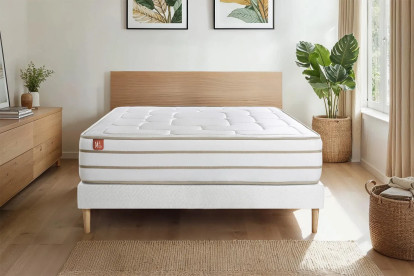 Ensemble Matelas Sommier 140x200 cm - Sommier Blanc (en kit) - Le Douillet