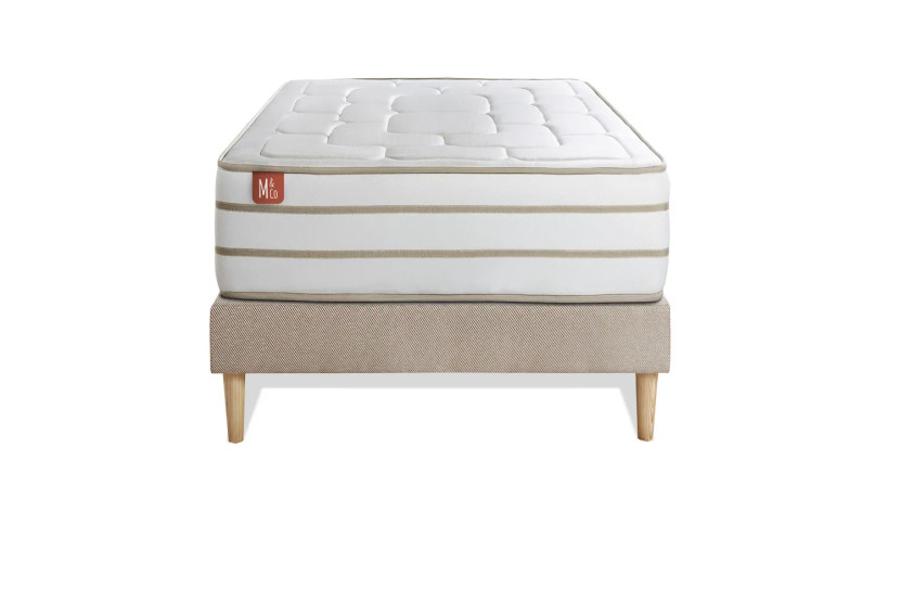 Ensemble Matelas Sommier 90x190 cm - Sommier Beige (déjà monté) - Le Douillet