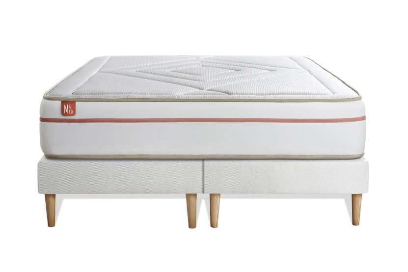 Pack lit complet 180x200 cm - Matelas + 2 Sommiers Blancs + 2 oreillers + Couette - Le Paisible