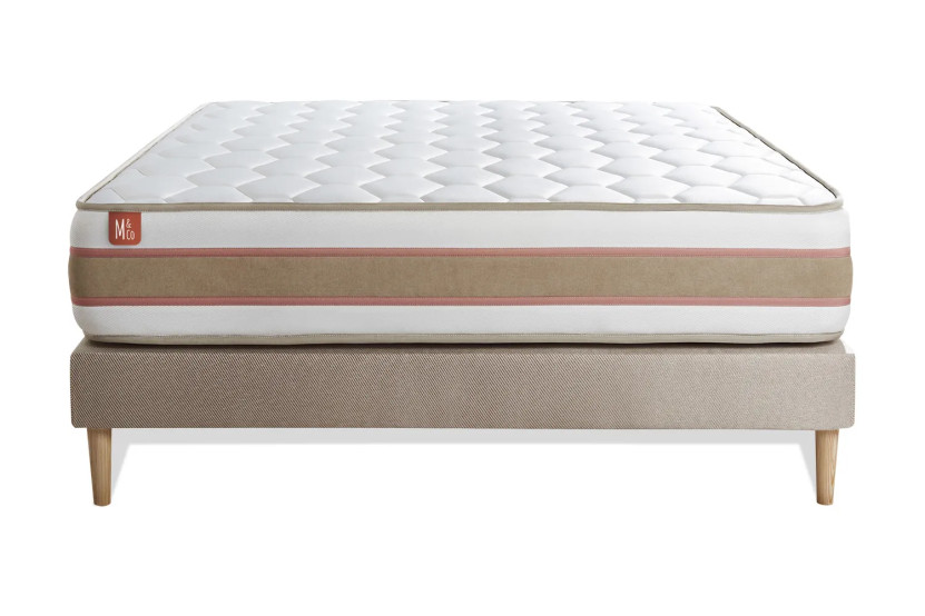 Ensemble Matelas Sommier 140x200 cm - Sommier Beige (déjà monté) - Le Délicat