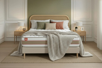 Ensemble Matelas Sommier 160x200 cm - Sommier Beige (déjà monté) - Le Délicat