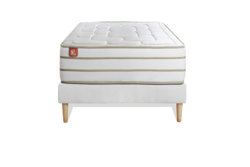 Ensemble Matelas Sommier 90x200 cm - Sommier Blanc (déjà monté) - Le Douillet