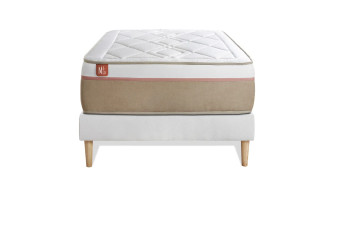 Ensemble Matelas Sommier 90x190 cm - Sommier Blanc (en kit) - Le Soyeux