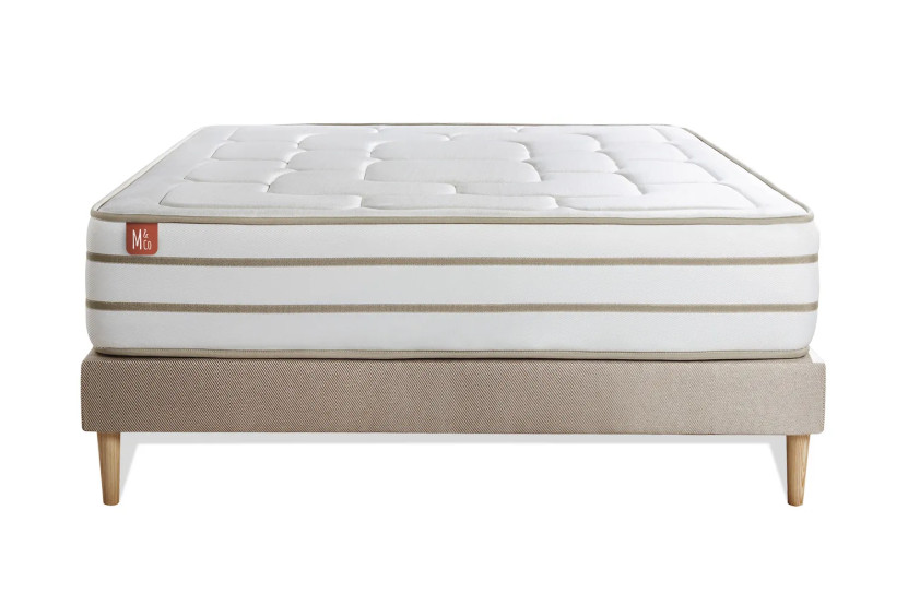 Ensemble Matelas Sommier 140x190 cm - Sommier Beige (déjà monté) - Le Douillet