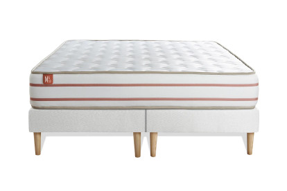 Pack lit complet 180x200 cm - Matelas + 2 Sommiers Blancs + 2 oreillers + Couette - Le Doux