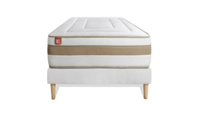 Ensemble Matelas Sommier 90x190 cm - Sommier Blanc (déjà monté) - Le Raffiné
