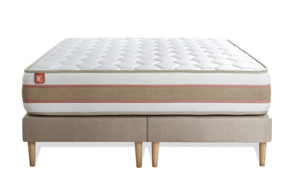 Pack lit complet 180x200 cm - Matelas + 2 Sommiers Beiges + 2 oreillers + Couette - Le Délicat
