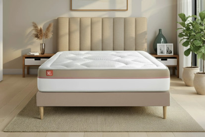 Ensemble Matelas Sommier 200x200 cm - Sommier Beige (en kit) - Le Cosy