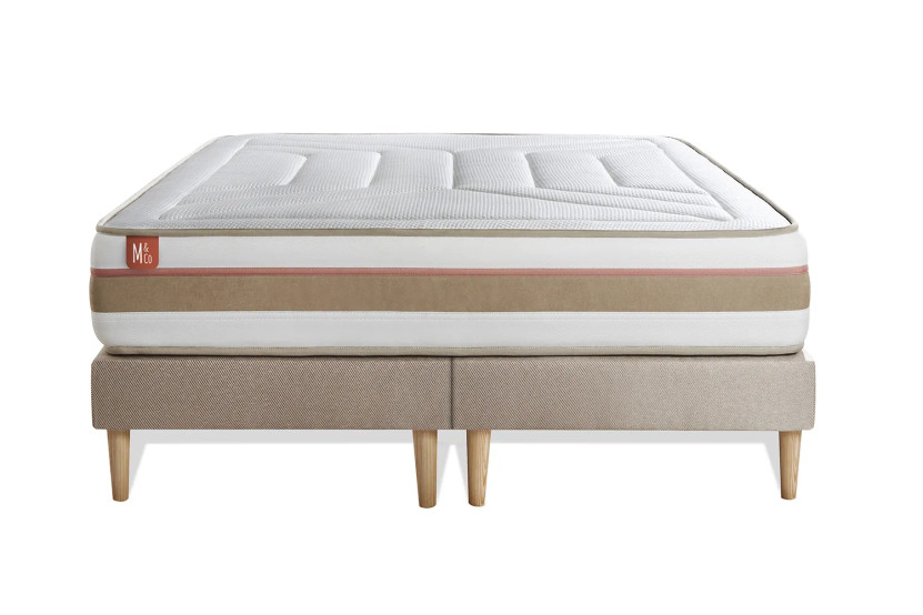 Ensemble Matelas Sommier 200x200 cm - 2 Sommiers Beige - Le Tendre