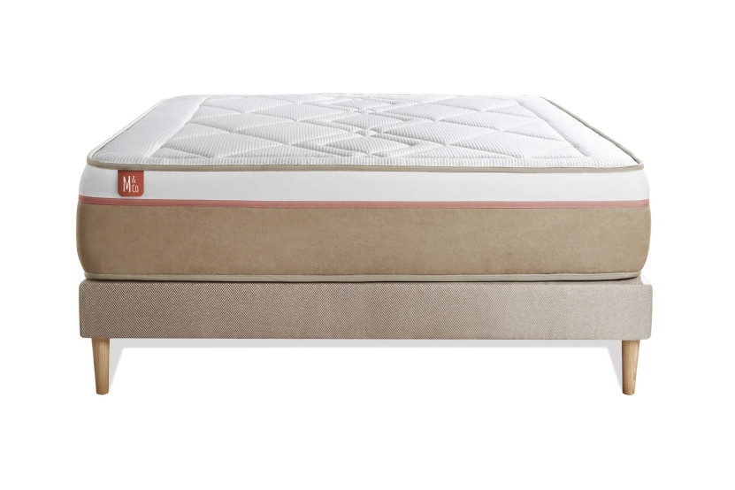 Ensemble Matelas Sommier 160x200 cm - Sommier Beige (en kit) - Le Soyeux