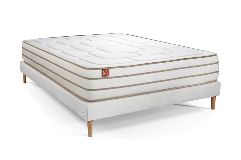 Ensemble Matelas Sommier 180x200 cm - Sommier Blanc (en kit) - Le Douillet
