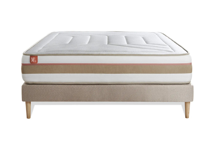 Ensemble Matelas Sommier 180x200 cm - Sommier Beige (en kit) - Le Tendre
