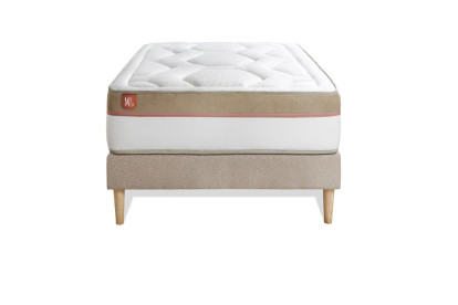 Ensemble Matelas Sommier 90x200 cm - Sommier Beige (en kit) - Le Cosy
