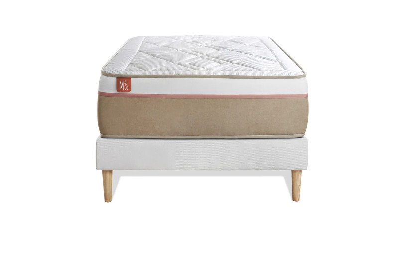 Ensemble Matelas Sommier 90x200 cm - Sommier Blanc (en kit) - Le Soyeux